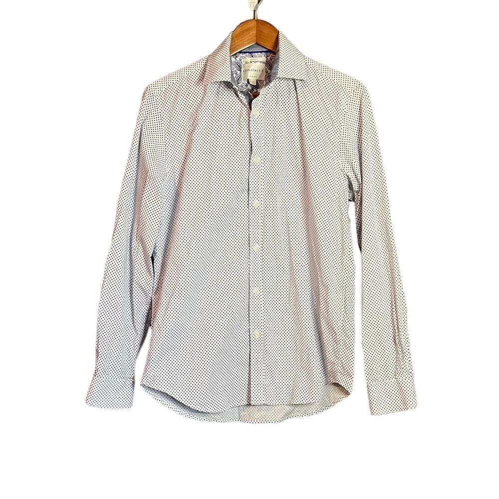 Construct patterned slim fit button down shirt‎